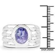 Bids.com 3.55 Carat Genuine Tanzanite .925 Sterling Silver Ring Rings White Smoke size 7.00,size 6.00,size 8.00,size 9.00