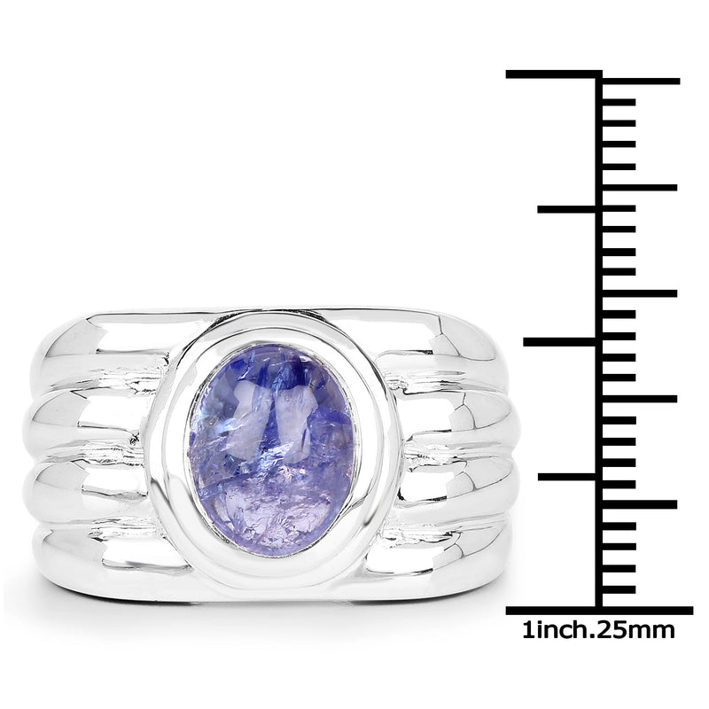 Bids.com 3.55 Carat Genuine Tanzanite .925 Sterling Silver Ring Rings White Smoke size 7.00,size 6.00,size 8.00,size 9.00