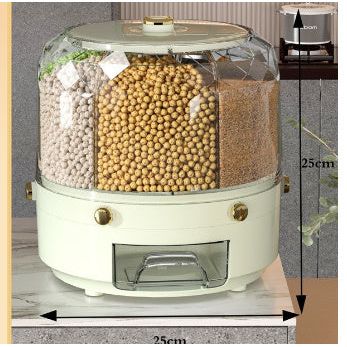 SmartPursue™ 360° Rotating Grain Storage Container Food Storage Dim Gray Spring sprouts green