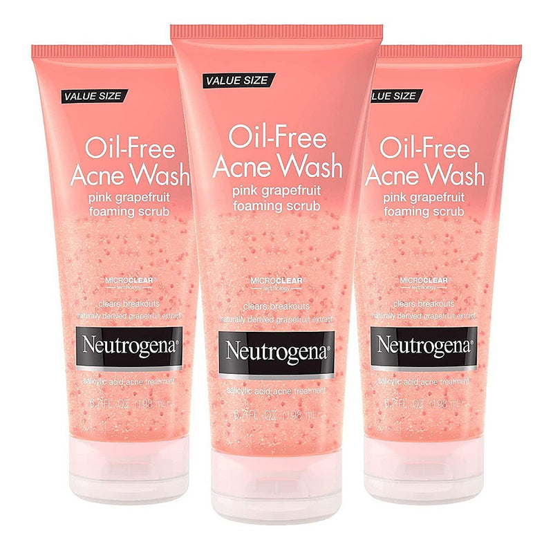Neutrogena Neutrogena Oil Free Pink Grapefruit Acne Treatment Face Wash With Vitamin C, 2% Salicylic Acid, Gentle Foaming Facial Scrub To Treat & Prevent Breakouts, 6.7 Fl Oz Health & Beauty White Smoke