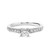 Bids.com 14K White Gold Diamond 1/2 Cttw Princess Cut Diamond Engagement Ring (G-H Color, VS2-SI1 Clarity) - Size 7 Rings White Smoke 7 / White.Gold
