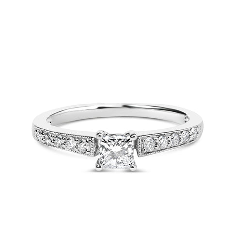 Bids.com 14K White Gold Diamond 1/2 Cttw Princess Cut Diamond Engagement Ring (G-H Color, VS2-SI1 Clarity) - Size 7 Rings White Smoke 7 / White.Gold