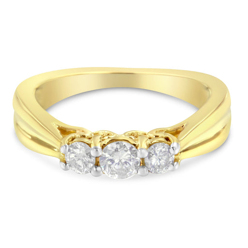 Bids.com 10K Yellow Gold Three-stone Diamond Ring (0.50 cttw, J-K Color, I2-I3 Clarity) Rings White Smoke 8 / Yellow.Gold,6 / Yellow.Gold,7.75 / Yellow.Gold,7.25 / Yellow.Gold,6.75 / Yellow.Gold,6.25 / Yellow.Gold,7.5 / Yellow.Gold,7 / Yellow.Gold,6.5 / Yellow.Gold