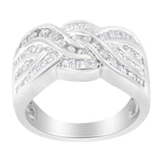 Bids.com 10K White Gold Diamond Bypass Ring (1 Cttw, H-I Color, I1-I2 Clarity) - Size 6-3/4 Rings White Smoke 7.75 / White.Gold,7.5 / White.Gold,7.25 / White.Gold,7 / White.Gold,6.75 / White.Gold