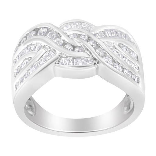 Bids.com 10K White Gold Diamond Bypass Ring (1 Cttw, H-I Color, I1-I2 Clarity) - Size 6-3/4 Rings White Smoke 7.75 / White.Gold,7.5 / White.Gold,7.25 / White.Gold,7 / White.Gold,6.75 / White.Gold