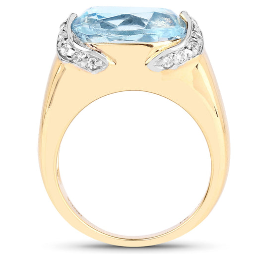 Bids.com 14K Yellow Gold Plated 6.56 Carat Genuine Blue Topaz and White Topaz .925 Sterling Silver Ring Rings White Smoke size 6.00,size 8.00,size 7.00
