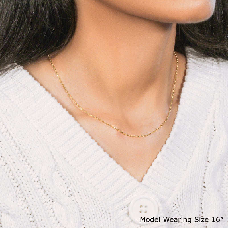 Bids.com 10k Yellow Gold Diamond Cut Cable Link Chain (1.10 mm) Necklaces Lavender 16 / Yellow Gold,18 / Yellow Gold,20 / Yellow Gold