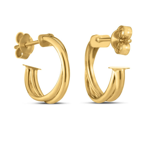 Bids.com 14k Yellow Gold Crossover Hoops Earrings White Smoke Yellow Gold