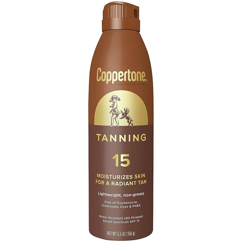 Coppertone Coppertone Tanning Defend & Glow Sunscreen Continuous Spray Broad Spectrum SPF 15, 5.5 Ounces Sunscreen Dark Olive Green