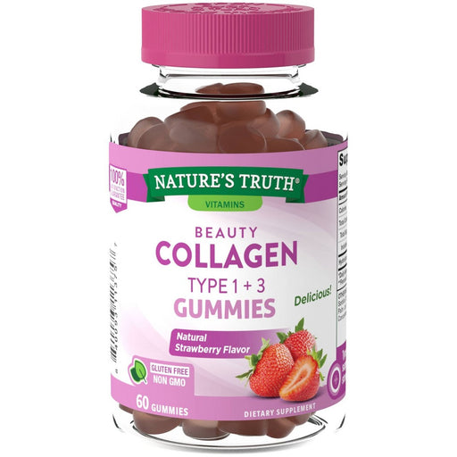 Nature's Truth Nature's Truth Beauty Collagen Type 1 + 3 Gummies - Natural Strawberry Flavor 60ct Vitamins & Supplements White Smoke