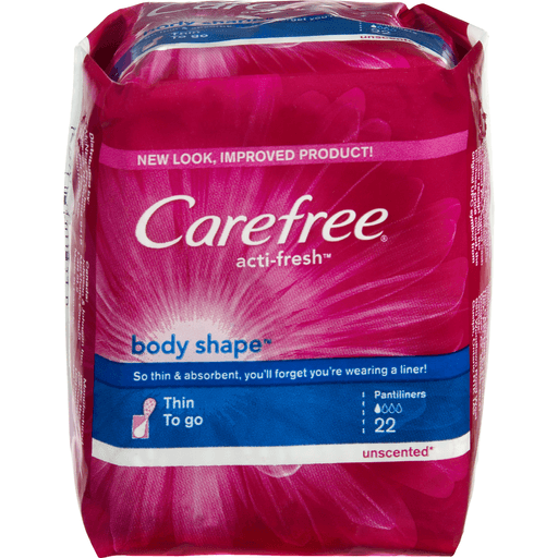 Carefree Carefree Acti-Fresh Body Shape Thin To Go Unscented Pantiliners Personal Care Firebrick