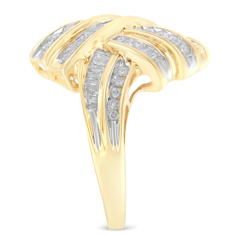 Bids.com 10K Yellow Gold Diamond Bypass Cocktail Ring (1 1/5 Cttw, I-J Color, I2-I3 Clarity) - Size 8 Rings White Smoke 6 / Yellow.Gold,7 / Yellow.Gold,8 / Yellow.Gold,6.5 / Yellow.Gold,7.5 / Yellow.Gold