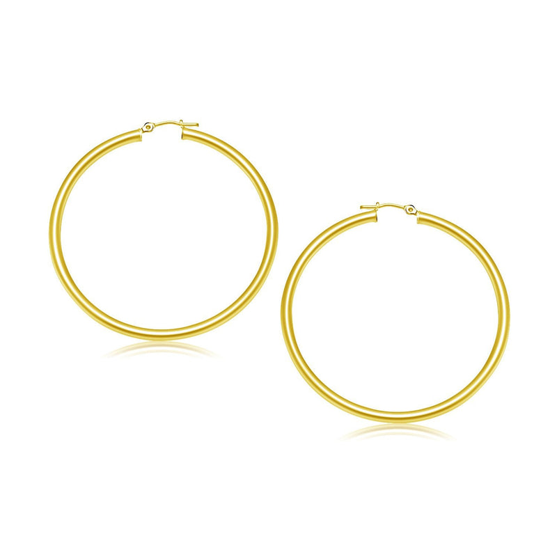 Bids.com 10k Yellow Gold Polished Hoop Earrings (30 mm) Earrings White Smoke Yellow Gold