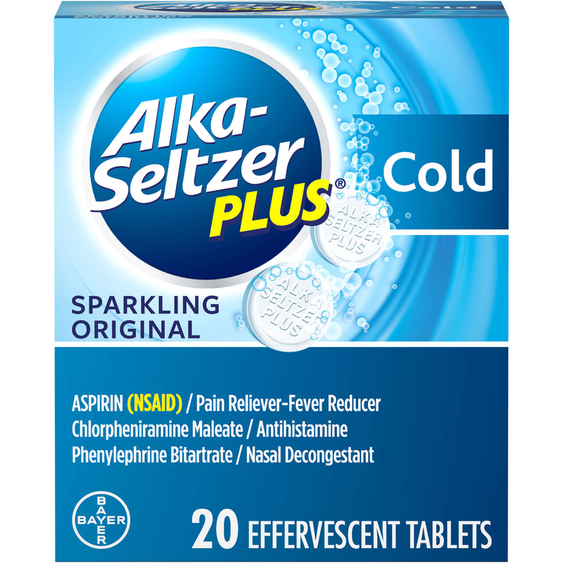 Alka-Seltzer Alka-Seltzer Plus Cold Sparkling Original Effervescent Tablets 20 Ct Box Health & Beauty Midnight Blue