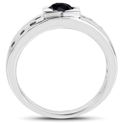 Bids.com 0.56 Carat Genuine Black Diamond .925 Sterling Silver Ring Rings White Smoke size 9.00,size 6.00,size 7.00,size 8.00