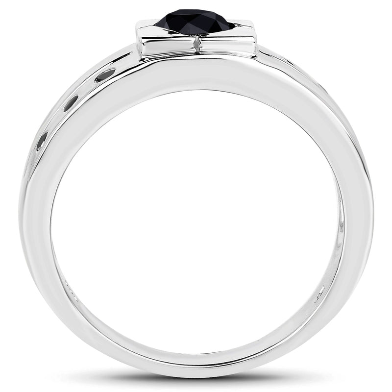 Bids.com 0.56 Carat Genuine Black Diamond .925 Sterling Silver Ring Rings White Smoke size 9.00,size 6.00,size 7.00,size 8.00