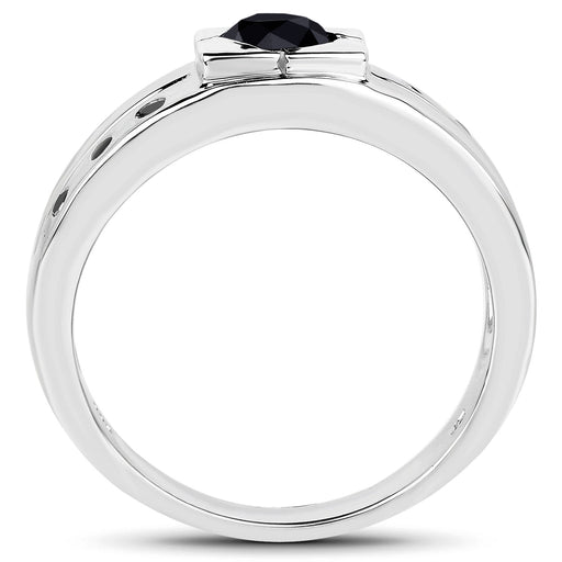 Bids.com 0.56 Carat Genuine Black Diamond .925 Sterling Silver Ring Rings White Smoke size 9.00,size 6.00,size 7.00,size 8.00