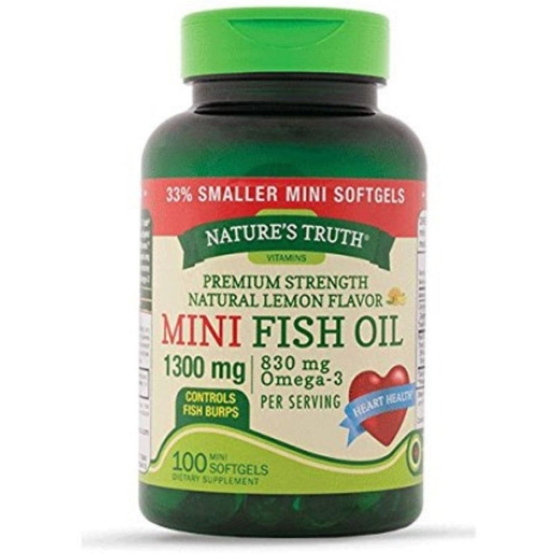 Nature's Truth Nature's Truth Mini Fish Oil, Premium Strength, 1340 Mg, Softgels, Natural Lemon Flavor Vitamins & Supplements White Smoke