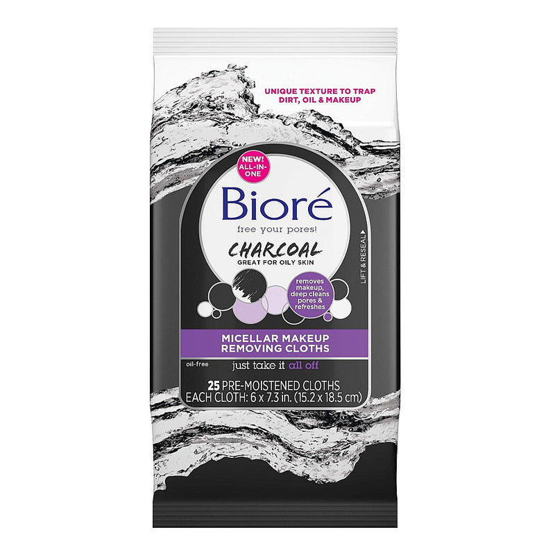 Biore Biore Charcoal Micellar Makeup Removing Cloths 25ct Skin Care White Smoke