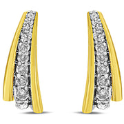 Bids.com 10K Yellow Gold Plated .925 Sterling Silver 0.50 Cttw Round Diamond Graduated Huggie Earrings (I-J Color, I2-I3 Clarity) Earrings White Smoke Yellow.Sterling Silver / 0.5