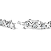 Bids.com 10k White Gold 2.00 Cttw Round-Cut Diamond "XOXO" Link 7" Bracelet (I-J Color, I2-I3 Clarity) Bracelets White Smoke White.Gold / 2