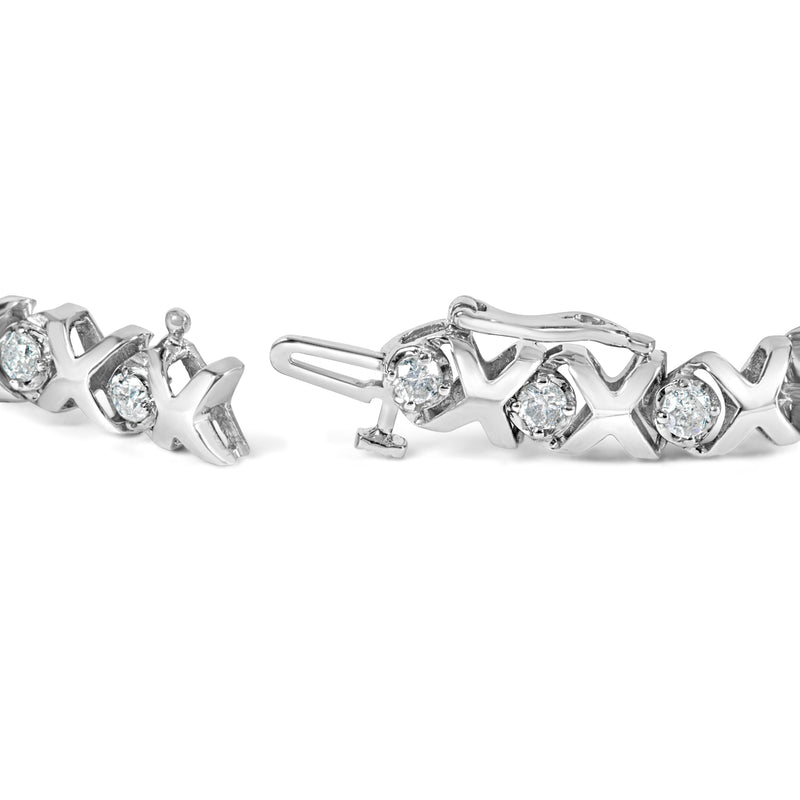 Bids.com 10k White Gold 2.00 Cttw Round-Cut Diamond "XOXO" Link 7" Bracelet (I-J Color, I2-I3 Clarity) Bracelets White Smoke White.Gold / 2