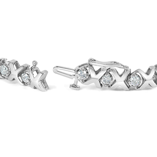 Bids.com 10k White Gold 2.00 Cttw Round-Cut Diamond "XOXO" Link 7" Bracelet (I-J Color, I2-I3 Clarity) Bracelets White Smoke White.Gold / 2