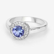 Bids.com 1.05 Carat Genuine Tanzanite and White Topaz .925 Sterling Silver Ring Rings Lavender size 6.00,size 7.00,size 8.00,size 9.00,size 5.00