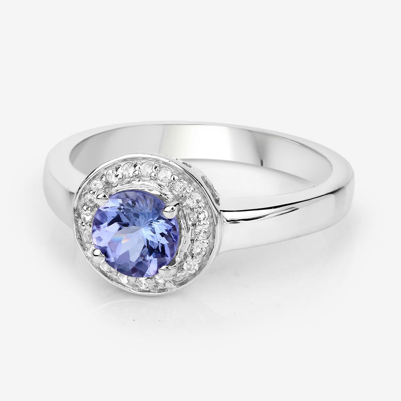 Bids.com 1.05 Carat Genuine Tanzanite and White Topaz .925 Sterling Silver Ring Rings Lavender size 6.00,size 7.00,size 8.00,size 9.00,size 5.00