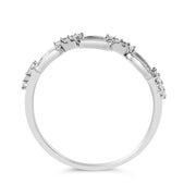 Bids.com .925 Sterling Silver Diamond Accent Paperclip Band Ring (I-J Color, I2-I3 Clarity) - Ring Size 6 Rings White Smoke 6 / White.Sterling Silver,7 / White.Sterling Silver,8 / White.Sterling Silver,5 / White.Sterling Silver,9 / White.Sterling Silver