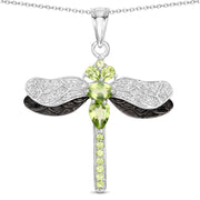 Bids.com 1.98 Carat Genuine Peridot and White Topaz .925 Sterling Silver Pendant Pendants White Smoke size 18.00