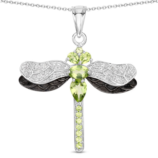 Bids.com 1.98 Carat Genuine Peridot and White Topaz .925 Sterling Silver Pendant Pendants White Smoke size 18.00