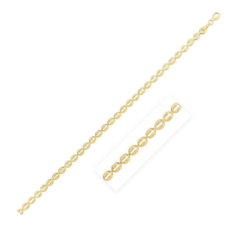 Bids.com 14k Yellow Gold High Polish Textured Puffed Oval Link Chain (3.8mm) Necklaces White Smoke 17 / Yellow Gold