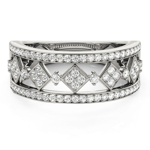 Bids.com Diamond Studded Square Motif Ring in 14k White Gold (1/2 cttw) Rings Gray 3 / White Gold,3.5 / White Gold,4 / White Gold,4.5 / White Gold,5 / White Gold,5.5 / White Gold,6 / White Gold,6.5 / White Gold,7 / White Gold,7.5 / White Gold,8 / White Gold,8.5 / White Gold,9 / White Gold