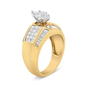 Bids.com 14K Yellow and White Gold 1 3/4 Cttw Round, Baguette, Princess and Pie-Cut Diamond Ring (H-I Color, SI1-SI2 Clarity) Rings White Smoke 7 / YellowWhite.Gold