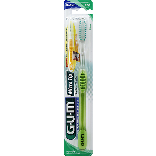 GUM GUM Micro Tip Toothbrush Medium/Full Toothbrushes Light Gray