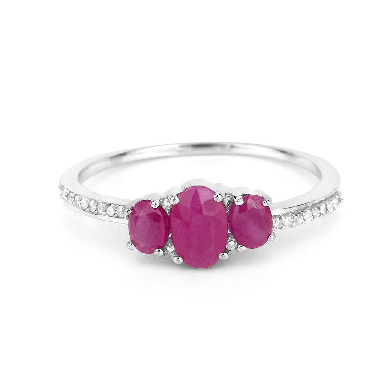 Bids.com 1.02 Carat Genuine Ruby and White Diamond 14K White Gold Ring Rings White Smoke size 5.00,size 6.00,size 7.00,size 8.00,size 9.00