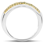 Bids.com 0.43 Carat Genuine Green Diamond and Yellow Diamond .925 Sterling Silver Ring Rings White Smoke size 6.00,size 7.00,size 10.00,size 8.00,size 9.00