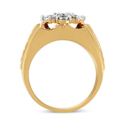 Bids.com Men's 14K Yellow Gold Plated .925 Sterling Silver 1/3 Cttw Miracle-Set Floral Diamond Cluster Ring (I-J Color, I1-I2 Clarity) - Size 10 Rings White Smoke 9 / Yellow.Sterling Silver,11 / Yellow.Sterling Silver,10 / Yellow.Sterling Silver,12 / Yellow.Sterling Silver