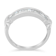 Bids.com .925 Sterling Silver 1/2 Cttw Baguette Cut Diamond Channel Set X-Station Wedding Ring (H-I Color, I1-I2 Clarity) - Size 6-1/2 Rings White Smoke 6.5 / White.Sterling Silver,6.75 / White.Sterling Silver,7 / White.Sterling Silver,7.5 / White.Sterling Silver,7.25 / White.Sterling Silver