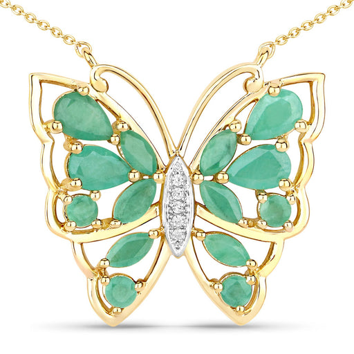 Bids.com 2.60 Carat Genuine Emerald and White Zircon .925 Sterling Silver Necklace Necklaces White Smoke