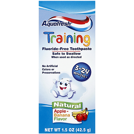 Aquafresh Aquafresh Training Natural Apple-Banana Flavor Fluoride-Free Toothpaste 1.5 Oz. Box Toothpaste White Smoke
