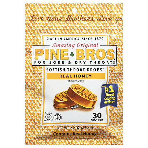 Pine Bros Pine Bros Sore Throat Softish Drops Real Honey Honey Khaki