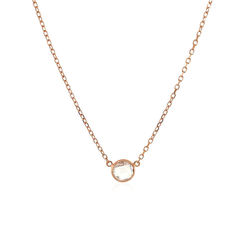 Bids.com 14k Rose Gold 17 inch Necklace with Round White Topaz Necklaces White Smoke 17 / Rose Gold