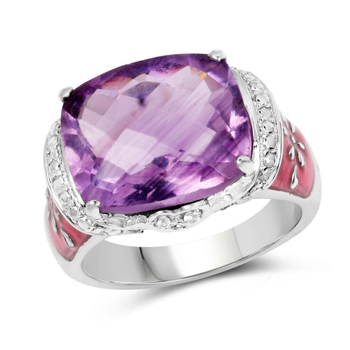 Bids.com 8.86 Carat Genuine Amethyst & White Topaz .925 Sterling Silver Ring Rings White Smoke size 7.00,size 6.00,size 8.00,size 9.00,size 5.00,size 10.00