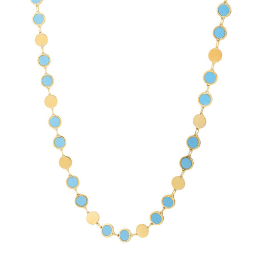 Bids.com 14k Yellow Gold Turquoise Geometric Mirror Gem Chain Necklace (5.00 mm) Necklaces White Smoke 18 / Yellow Gold