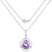 Bids.com 8.00 Carat Genuine Amethyst .925 Sterling Silver Pendant Pendants White Smoke