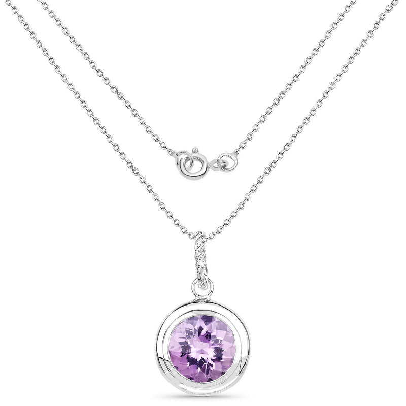 Bids.com 8.00 Carat Genuine Amethyst .925 Sterling Silver Pendant Pendants White Smoke