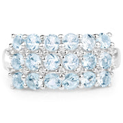 Bids.com 2.29 Carat Genuine Blue Topaz & White Topaz .925 Sterling Silver Ring Rings White Smoke size 7.00,size 8.00,size 9.00,size 6.00