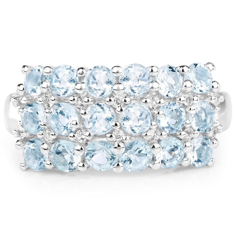 Bids.com 2.29 Carat Genuine Blue Topaz & White Topaz .925 Sterling Silver Ring Rings White Smoke size 7.00,size 8.00,size 9.00,size 6.00
